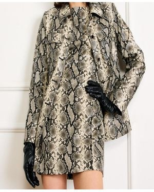 Line & Dot Print Side Pocket Jacket - Metallic