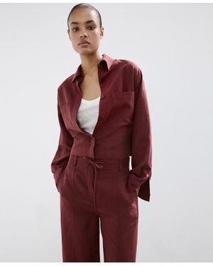 Mango Pocket Lyocell Overshirt - Red