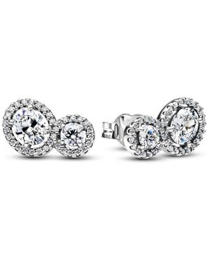 PANDORA Halo Stud Earrings - White