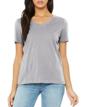 Blu Rock Loose Fit Short Sleeve V-neck Cotton Stretch Tees - Gray
