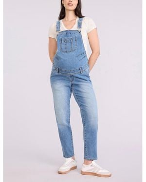 Motherhood Maternity Relaxed Fit Maternity Denim Overall - Blue