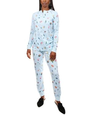 Memoi Campfire Fun Cotton Blend 2 Piece Pajama Set - Blue
