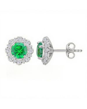 Macy's Green Classic Halo Stud Earrings