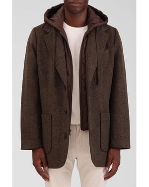 Bagatelle Homme Wool Blend Hoodie Coat - Brown