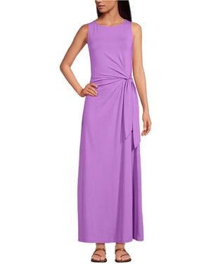 Lands' End Cotton Modal Sleeveless Tie Waist Maxi Dress - Purple