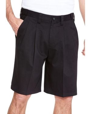 Kingsize Big & Tall Wrinkle-free Expandable Waist Pleat Front Shorts - Black