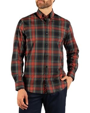 Tailorbyrd Tartan-print Spread Collar Stretch Shirt - Multicolor