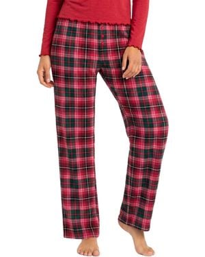 Roudelain Flannel Plaid Long-sleeve Top And Pant - Red