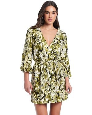 Red Carter V-neck Cover-up Tunic Dress - Green
