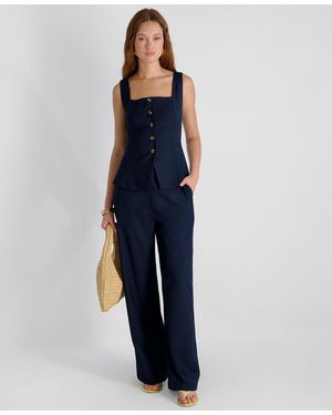 French Connection Twill Square Neck Button-down Top - Blue