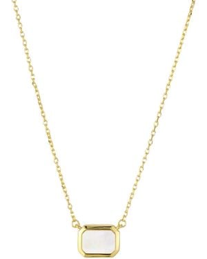 st. Moran Gold Natural Imitation Pearl Bezeled Sideways Solange Necklace - Metallic
