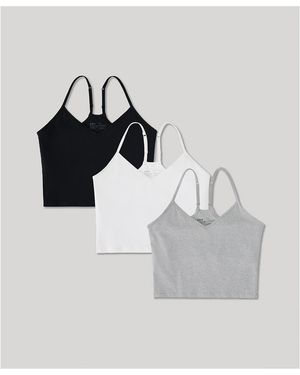 Pact Organic Cotton Everyday Shelf Bra Cropped Camisole 3-pack - Multicolor