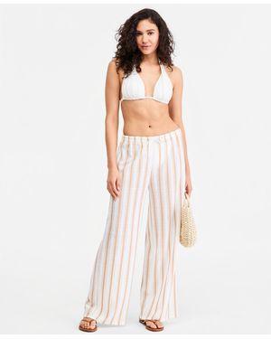 Dotti Striped Swim Cover-up Pants - White