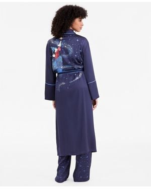 Disney | Macy's | Sorcerer's Apprentice Mickey Long-sleeve Satin Wrap Robe - Blue
