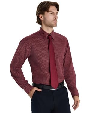 Club Room Promo Regular Fit Micro Check Dress Shirt - Red