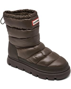 HUNTER Maribel Lug Sole Insulated Waterproof Snow Booties From Finish Line - Brown
