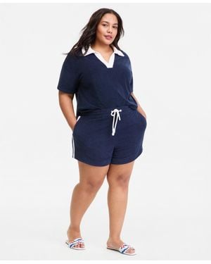 On 34th Trendy Plus Size Drawstring Shorts - Blue