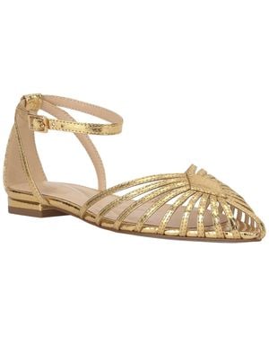 Jessica Simpson Eulean Huarache Pointed Toe Flat Sandals - Metallic