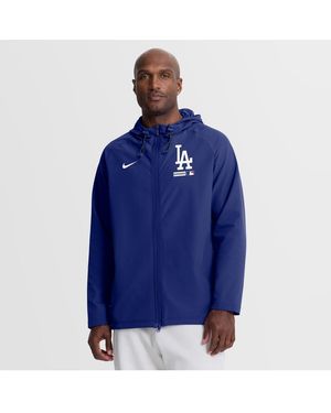 Nike Los Angeles Dodgers Authentic Collection Raglan Therma-fit Full-zip Hooded Jacket - Blue