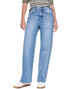DKNY Petite High-rise Straight-leg Light Rinse Jeans - Blue