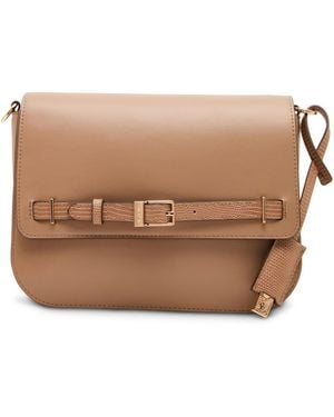 Anne Klein Buckle Convertible Medium Satchel Handbag - Brown