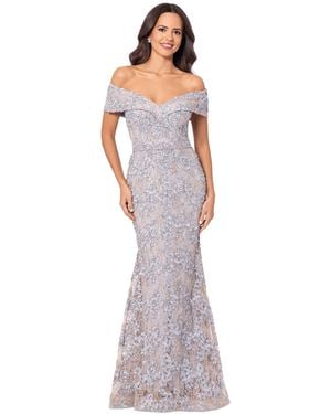 Xscape Off-the-shoulder Lace Gown - Purple