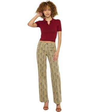Kancan Snakeskin Print Mid Rise Slim Wide-leg Jeans - Red