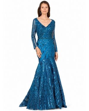 Lara Mermaid Long Sleeve Gown - Blue