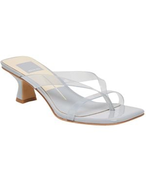 Dolce Vita Brevel Vinyl Jelly Thong Low Block Heel Dress Sandals - White