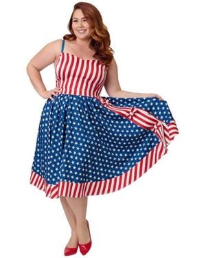Unique Vintage Plus Size 1960s Rye Swing Skirt - Blue