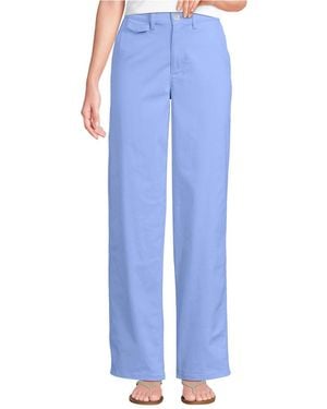 Lands' End Chino High Rise Rail Straight Leg Pants - Blue
