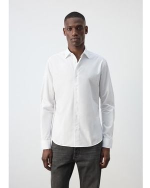 Mango Long-sleeve Button-down Cotton Shirt - White
