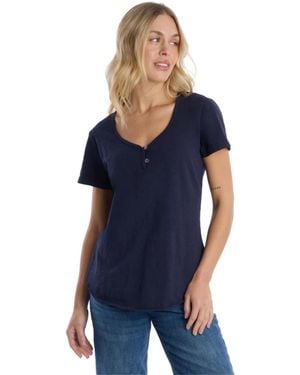 Wilt V-neck Henley Short Sleeve Tee - Blue