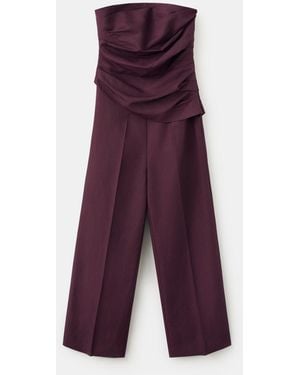 Mango Strapless Linen Jumpsuit - Purple
