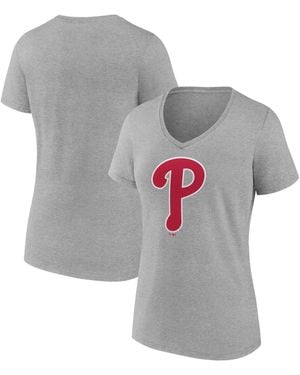 LOGO ATHLETIC Philadelphia Phillies V-neck T-shirt - Gray