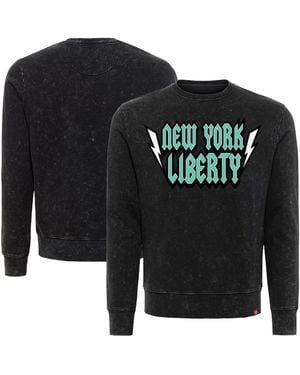 Sportiqe And New York Liberty Rock Roll Collection Freddy Mineral Wash Pullover Sweatshirt - Black