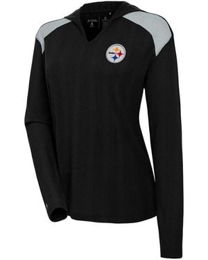 Antigua Black Pittsburgh Steelers Opulent Long Sleeve Hoodie T-shirt