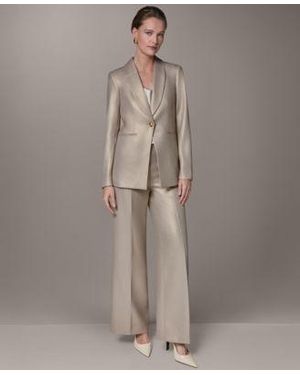 Donna Karan One Button Jacket Wide Leg Pants - Gray