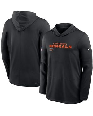 Nike Cincinnati Bengals Big Tall Sideline Performance Long Sleeve Hoodie T-shirt - Black