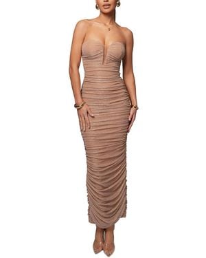 JLUXLABEL Metallic Mesh Maxi Dress - Brown