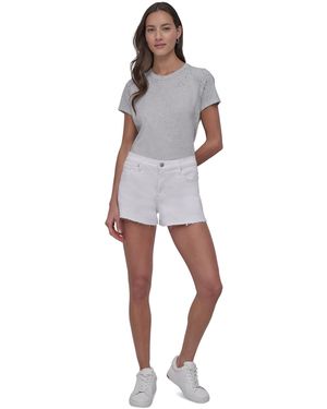 DKNY Mid-rise Split-side Denim Shorts - White