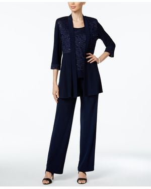 R & M Richards Sequined Lace 2-pc. Set - Blue