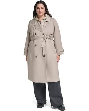 DKNY Double Breasted Belted Trench - Gray