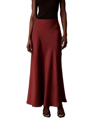 Calvin Klein Petite Pull-on Satin Maxi Skirt - Red