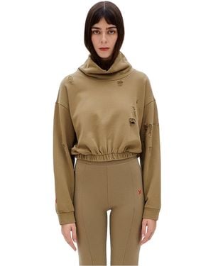 Pcfg Cotton Destroyed High Neck Sweat - Green