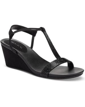 Style & Co. Mulan Embellished Wedge Sandals - Black