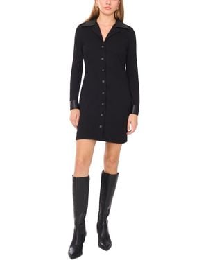 1.STATE Button-up Collar Mini Dress - Black