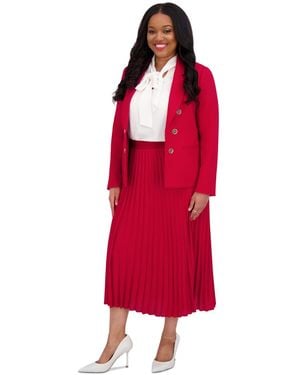 Kasper Pleated Midi Skirt - Red