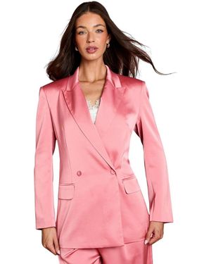 Coast Satin Longline Blazer - Pink