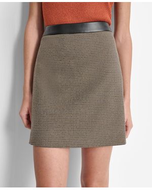 DKNY Faux-leather-trim Mini Skirt - Brown